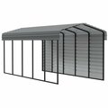 Arrow Storage Products Galvanized Steel Carport, W/ 1-Sided Enclosure, Compact Car Metal Carport Kit, 10'x24'x9', Charcoal CPHC102409ECL1